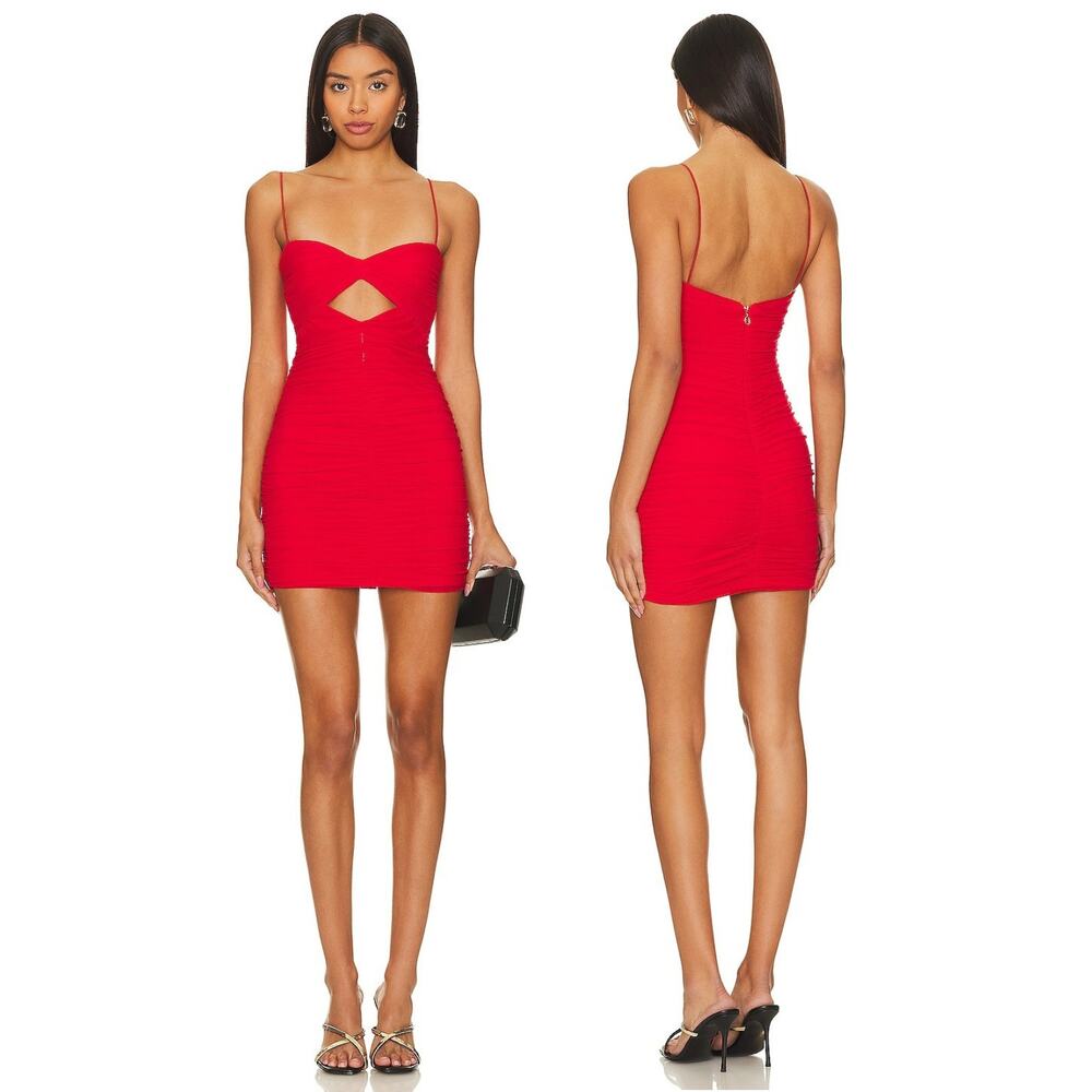 Nookie Monroe Mini Dress Cutout Ruched Mesh Party Cocktail Hoco Formal Prom XS